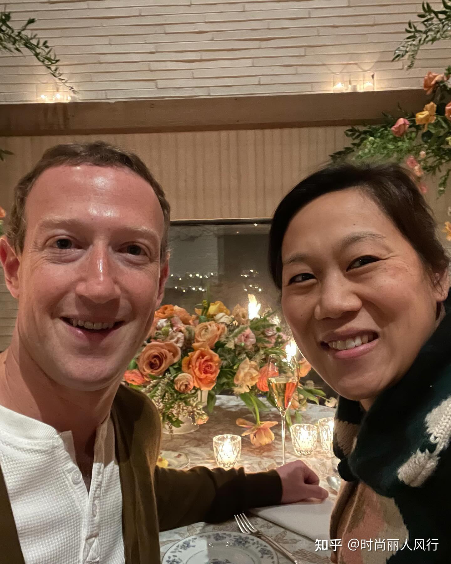 扎克伯格华裔老婆这次惊艳了穿玫瑰黑裙把人美到伊万卡也去了