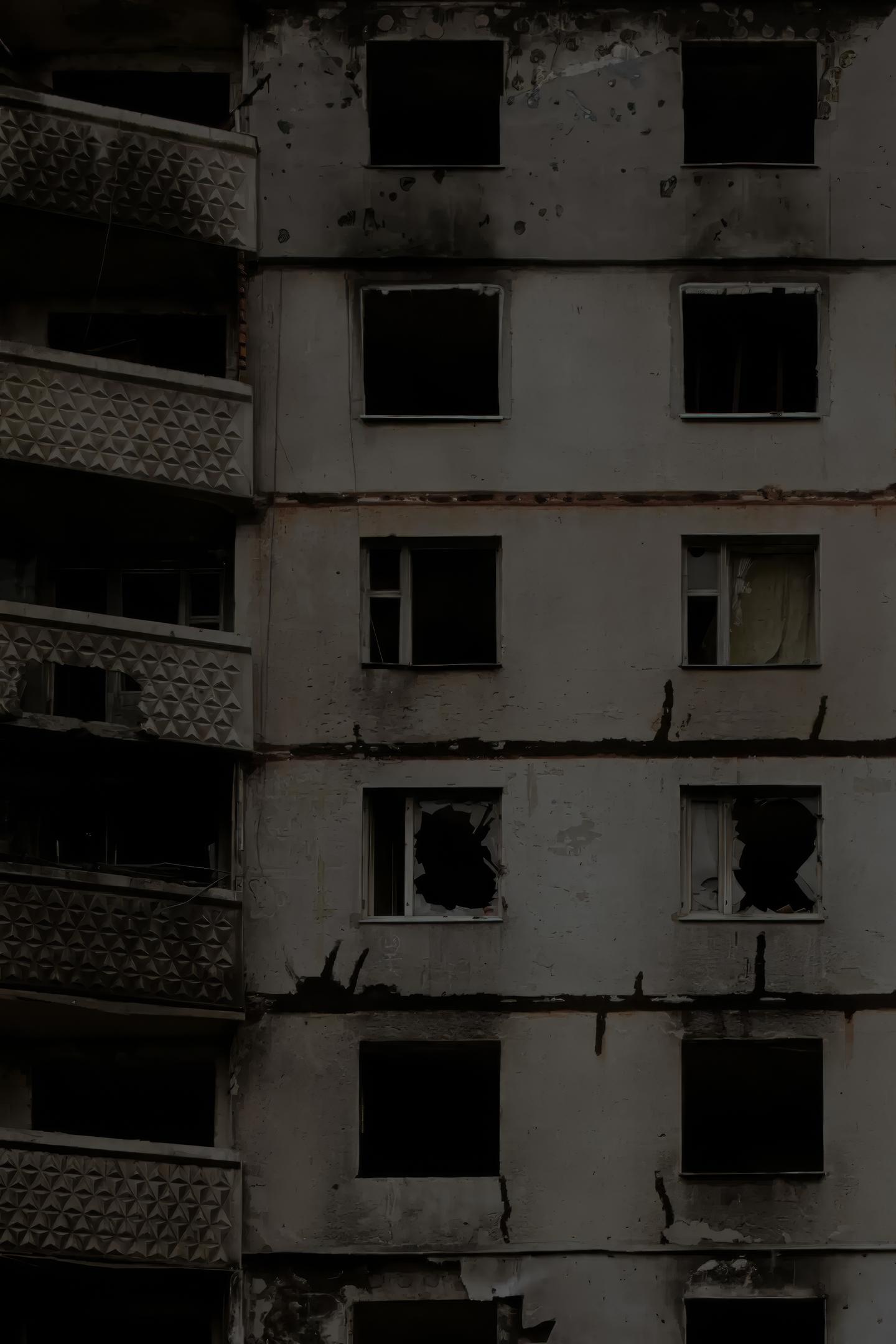 哈尔科夫受灾最严重的萨尔托夫卡小区的房屋被毁