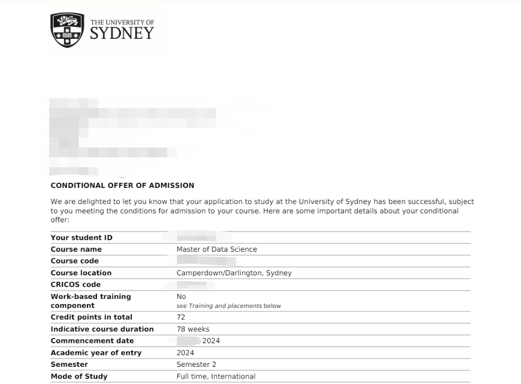 【offer喜报】双非院校均分87 ,逆袭悉尼大学!