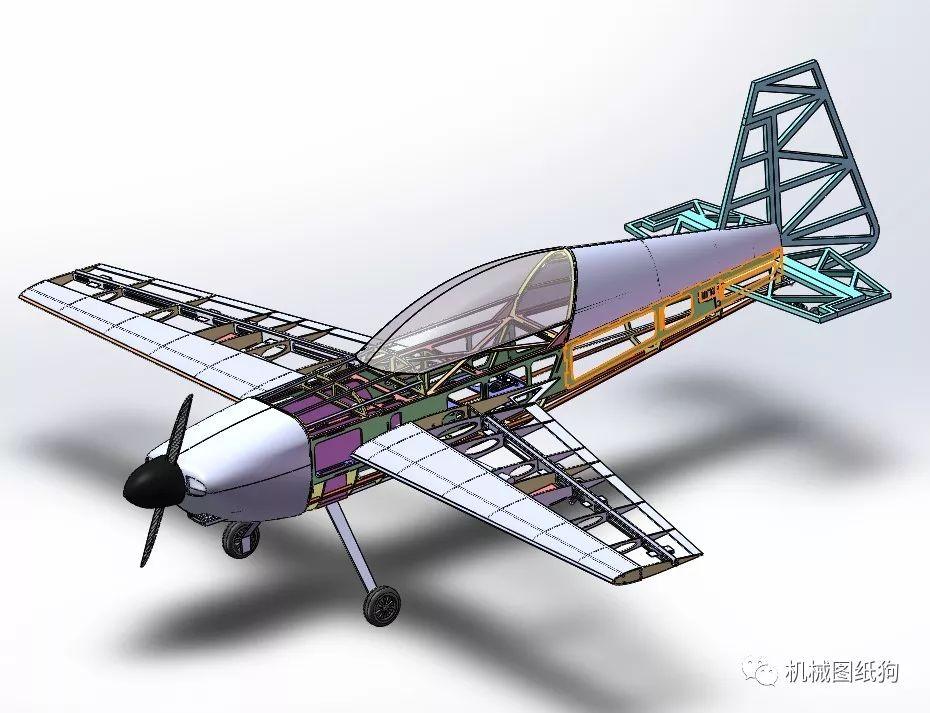 飛行模型20ccedge540t固定翼航模飛機3d圖紙solidworks設計