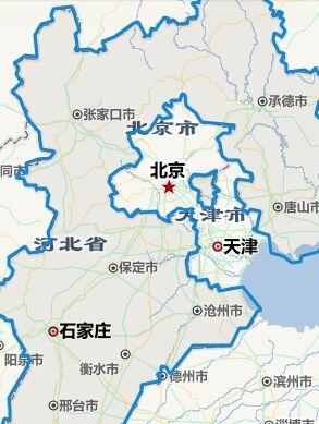 借用一下这张地图,很多石家庄同学坚定地认为石家庄是河北省内离北京