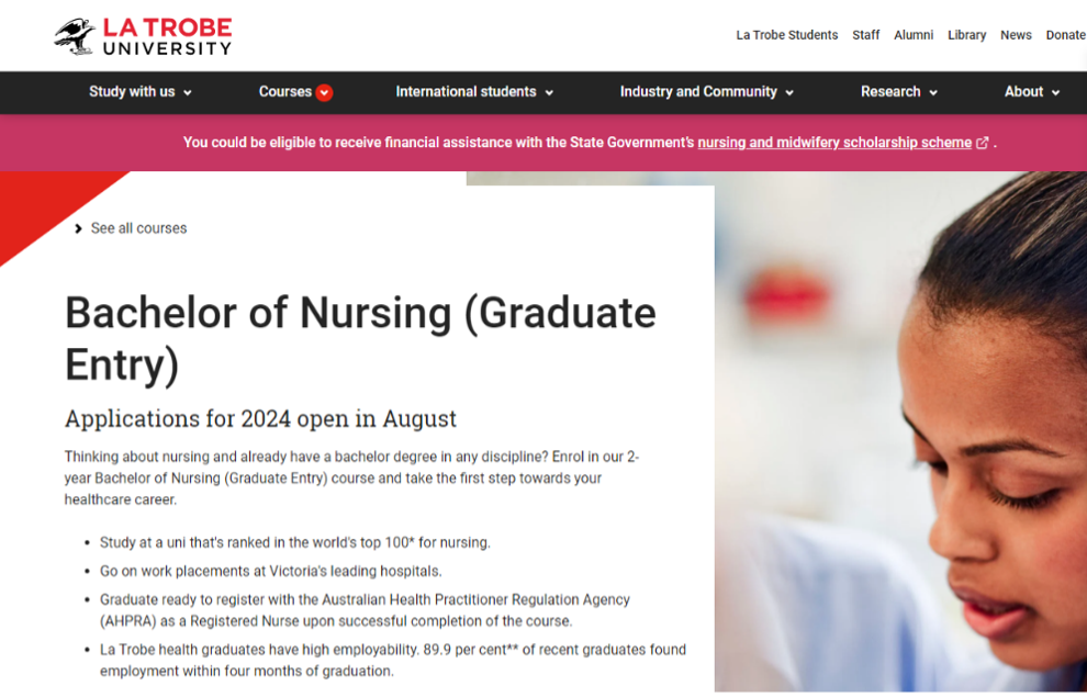 bachelor of nursing graduate entry usc