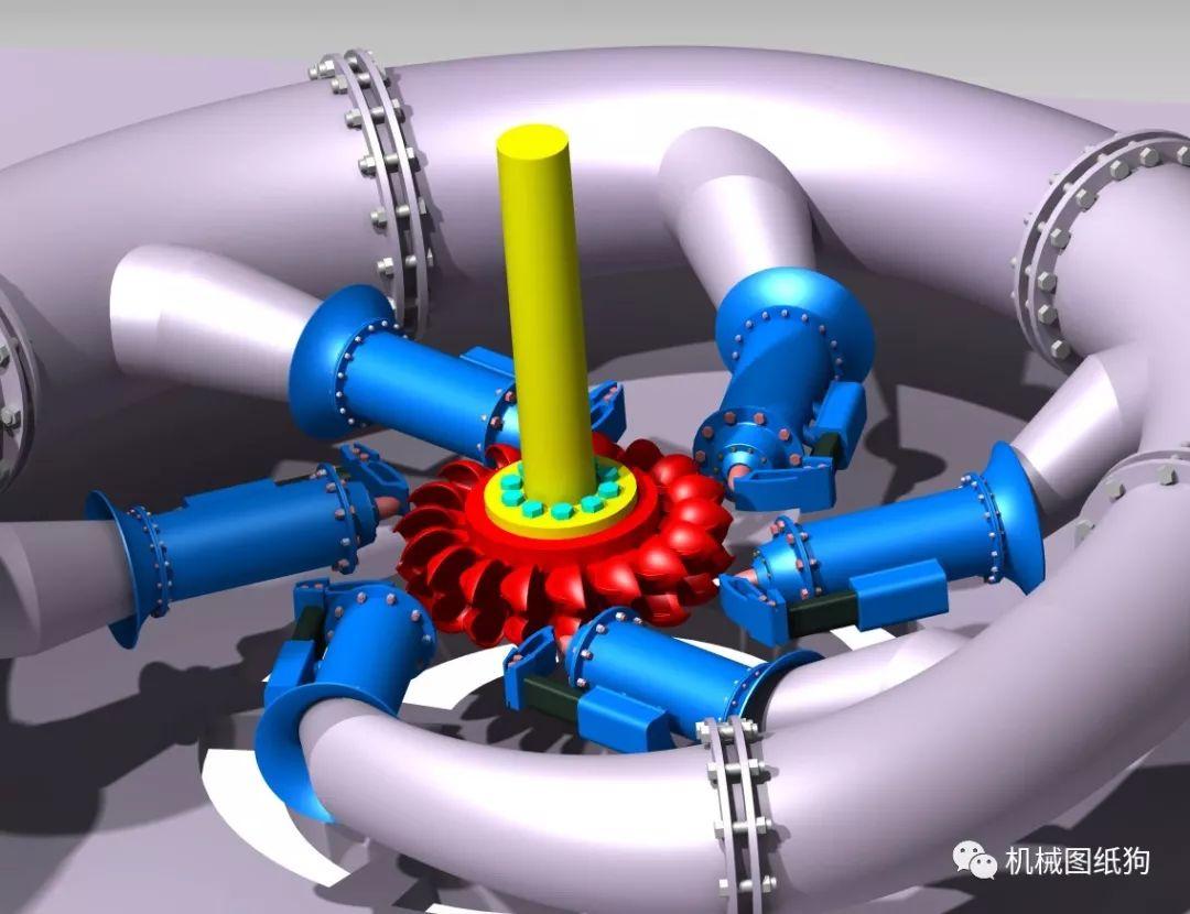 工程机械冲击式水轮机3d数模图纸igs格式