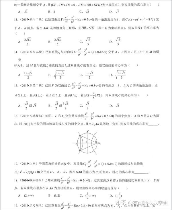 2023高考数学圆锥曲线达标训练汇编（详细解析）吃透它稳得高分！ 知乎