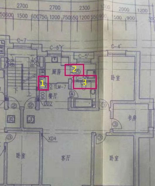 這個圖能看出來哪裡是承重牆或者剪力牆看房子0506年左右的