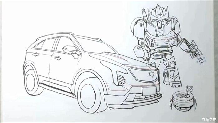 q手绘汽车新年开门红xt4汽车人祝新年胜旧年