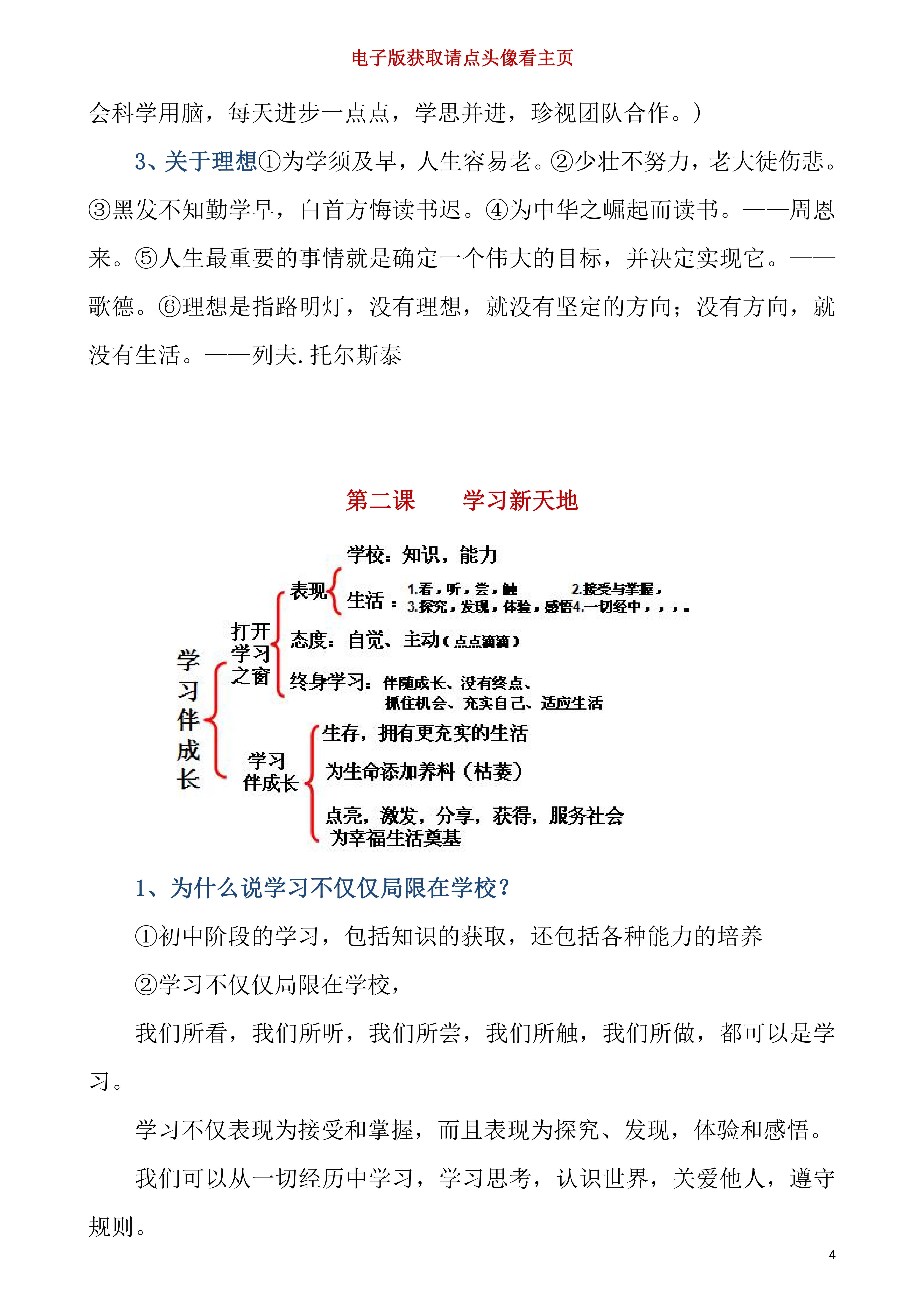 部编版初一七年级上册道德与法治第一单元知识点总结