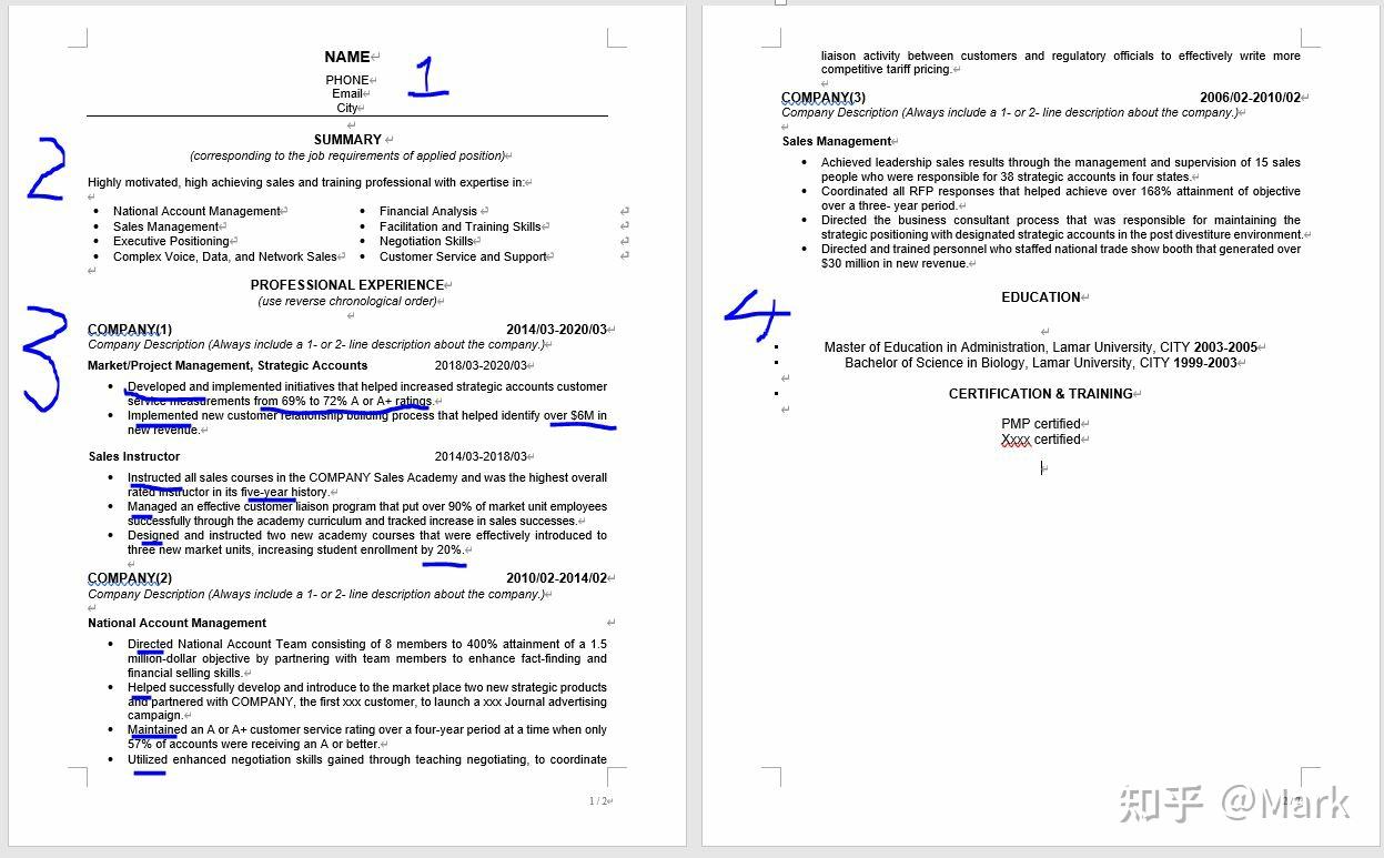 职业发展-如何编写标准和定制化的简历-简历模板- 知乎