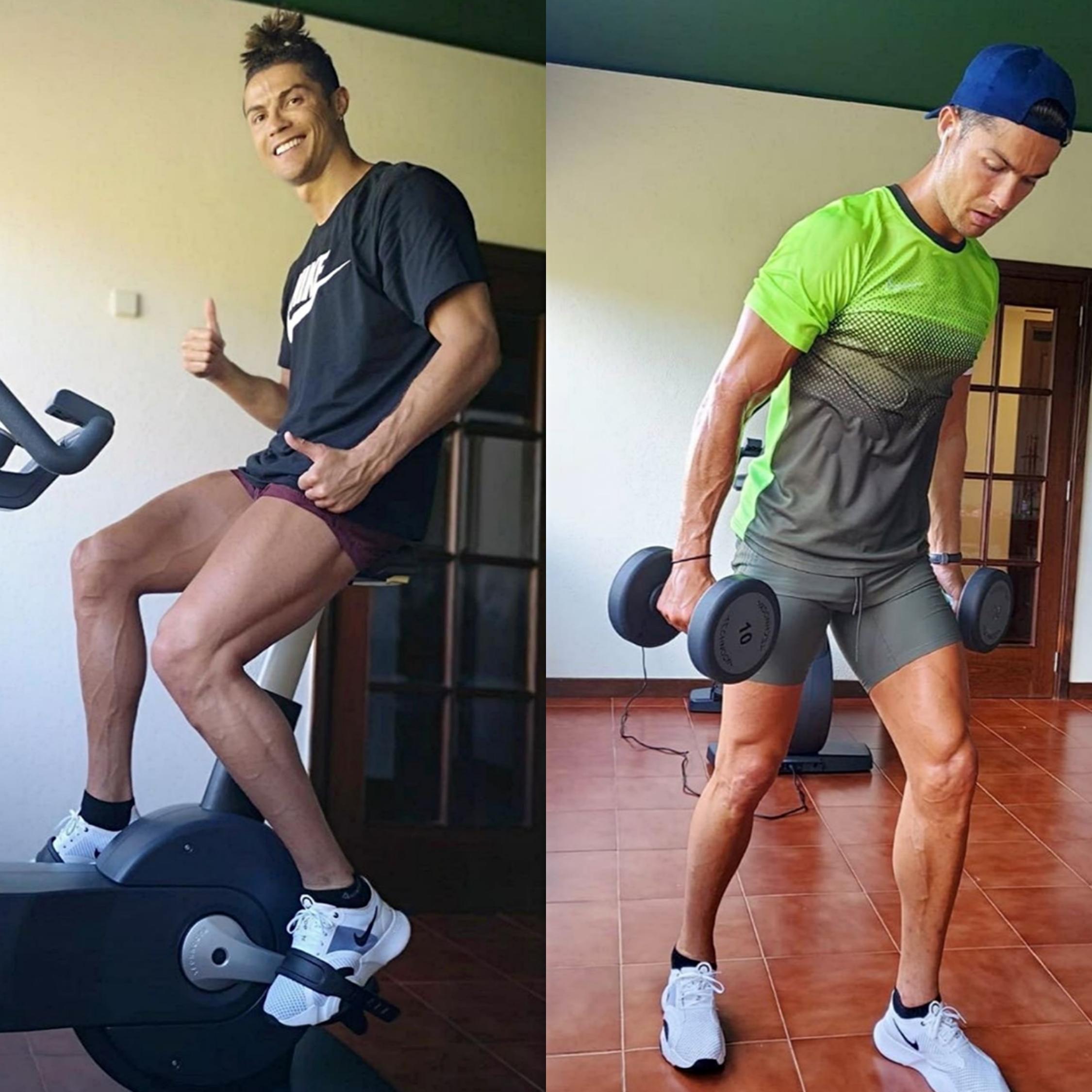 来看看c罗在家锻炼的照片就知道了.c罗却做到了.