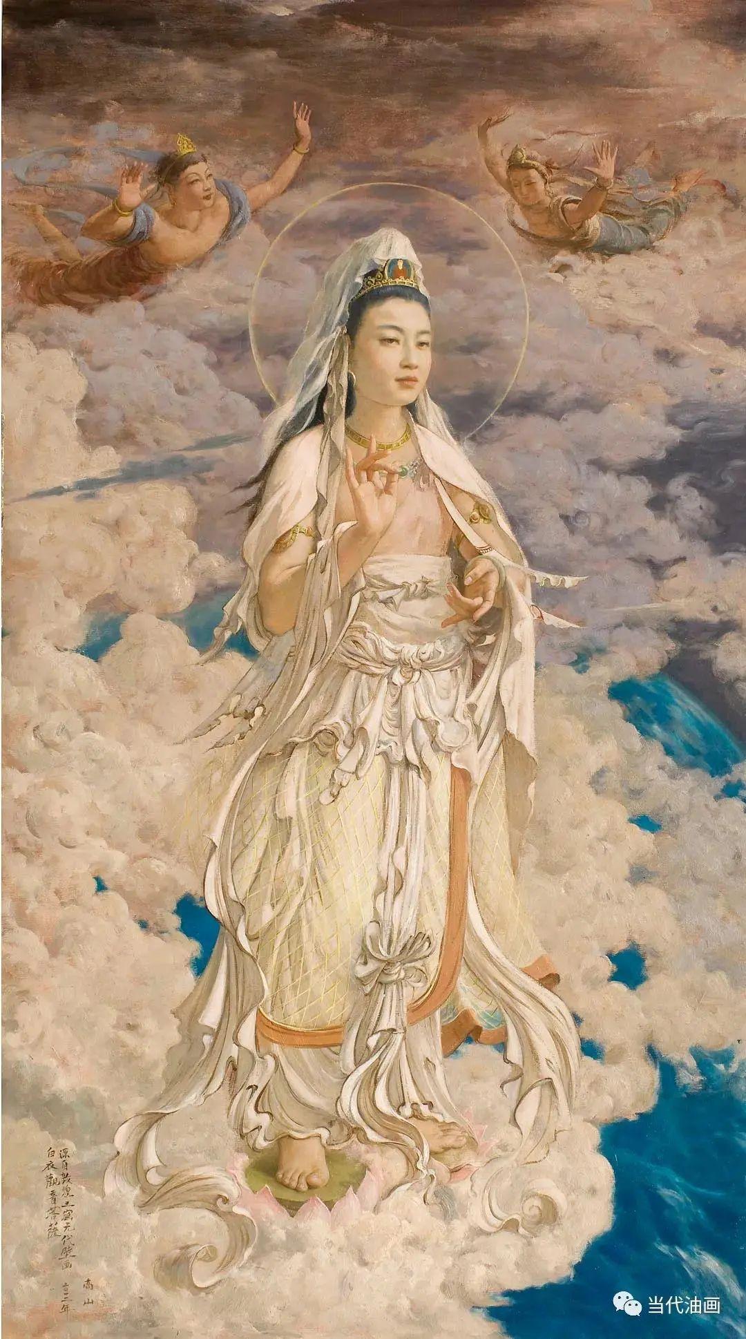 布面油彩,100cm×80cm,2021 *图源当代油画▲听法菩萨与比丘,布面油彩