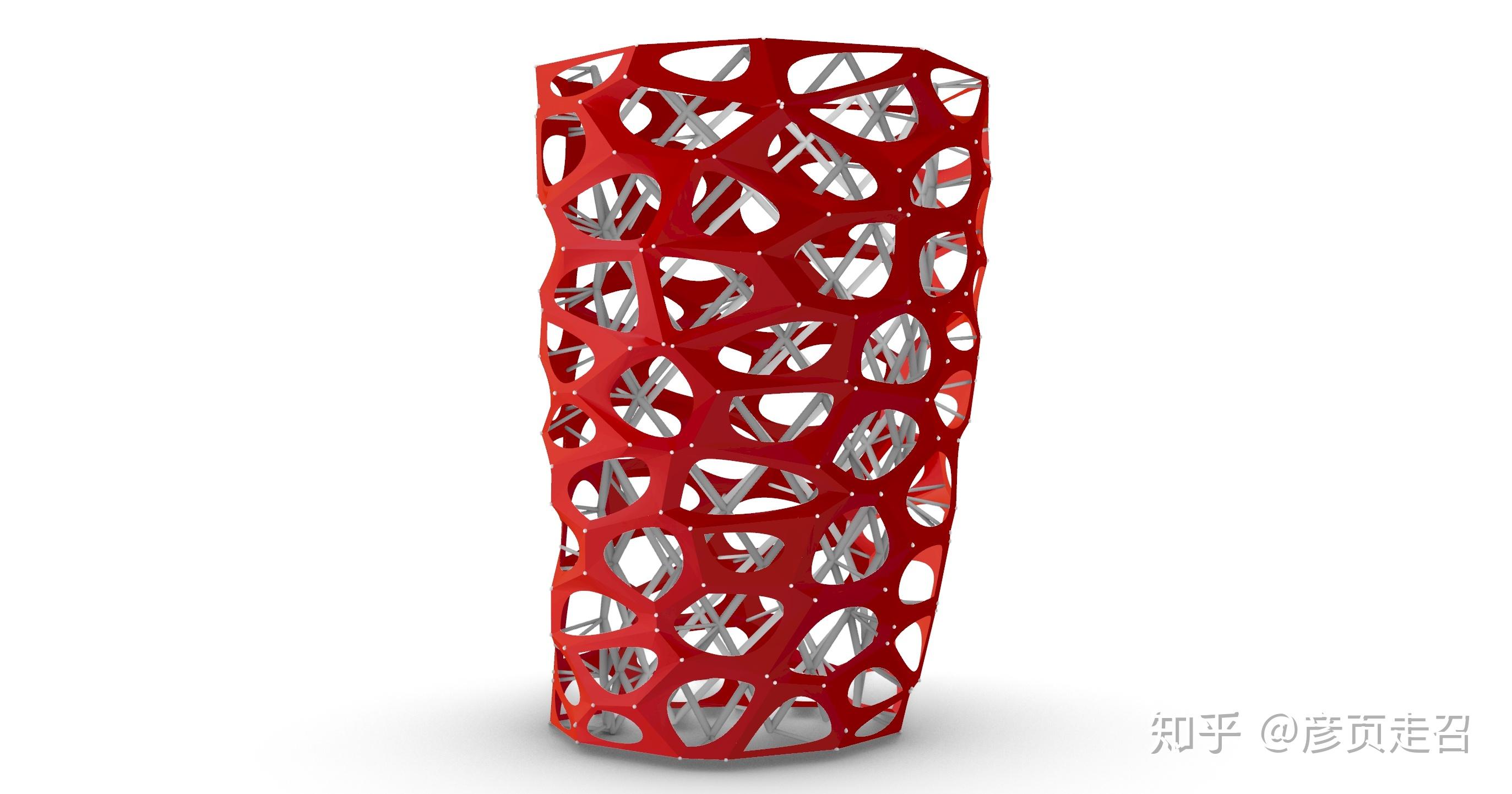 grasshoppervoronoi曲面开孔菱形桁架