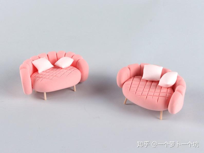 超轻粘土玩法——粉红滴小沙发