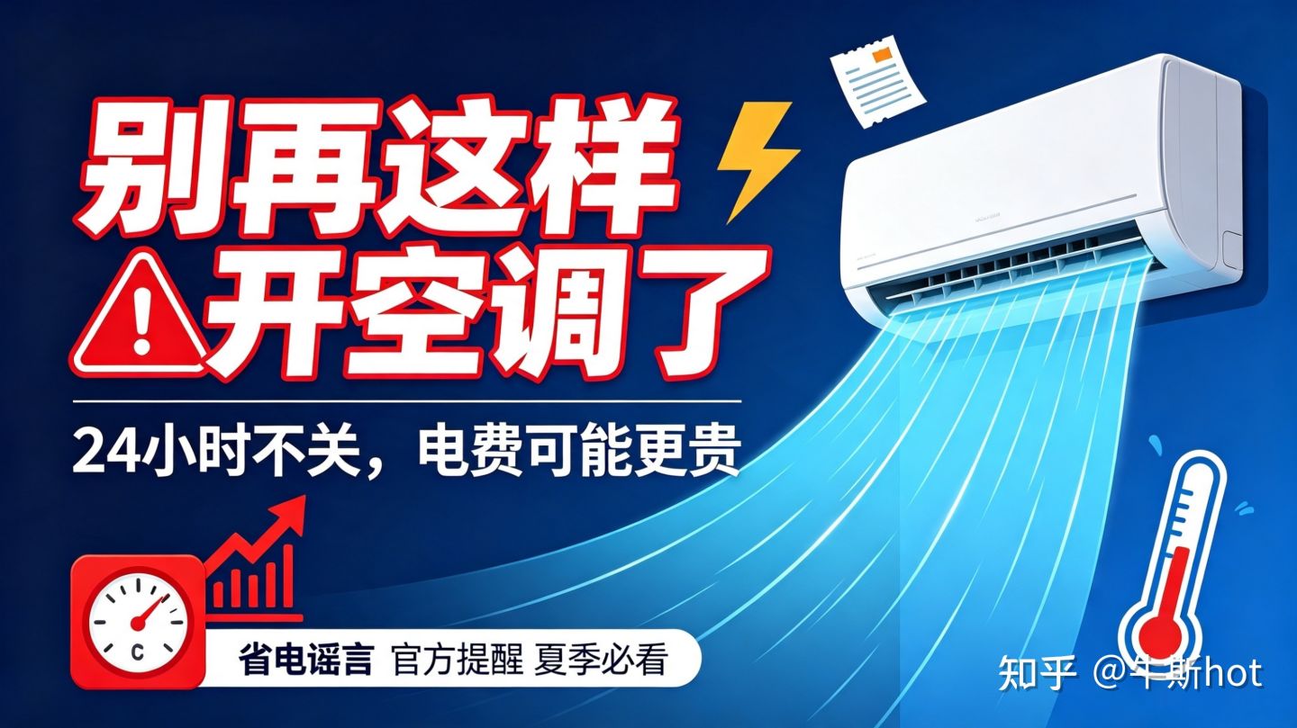 别再被“短视频”忽悠!电力公司官方辟谣:空调24小时不关更省电,无依据!
