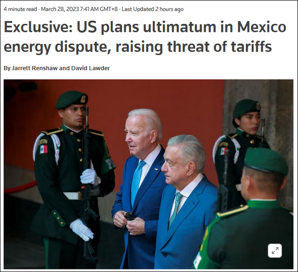 美媒称美国将向墨西哥下最后通牒「若不调整能源政策，或加征数十亿美元关税」，如何评价这一举措？