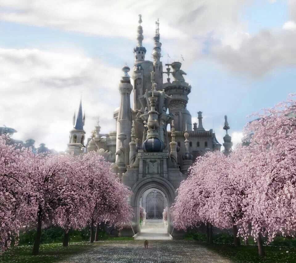 柔美又浪漫更是她的心头大爱一座被樱花包裹的城堡优雅美丽的白皇后她