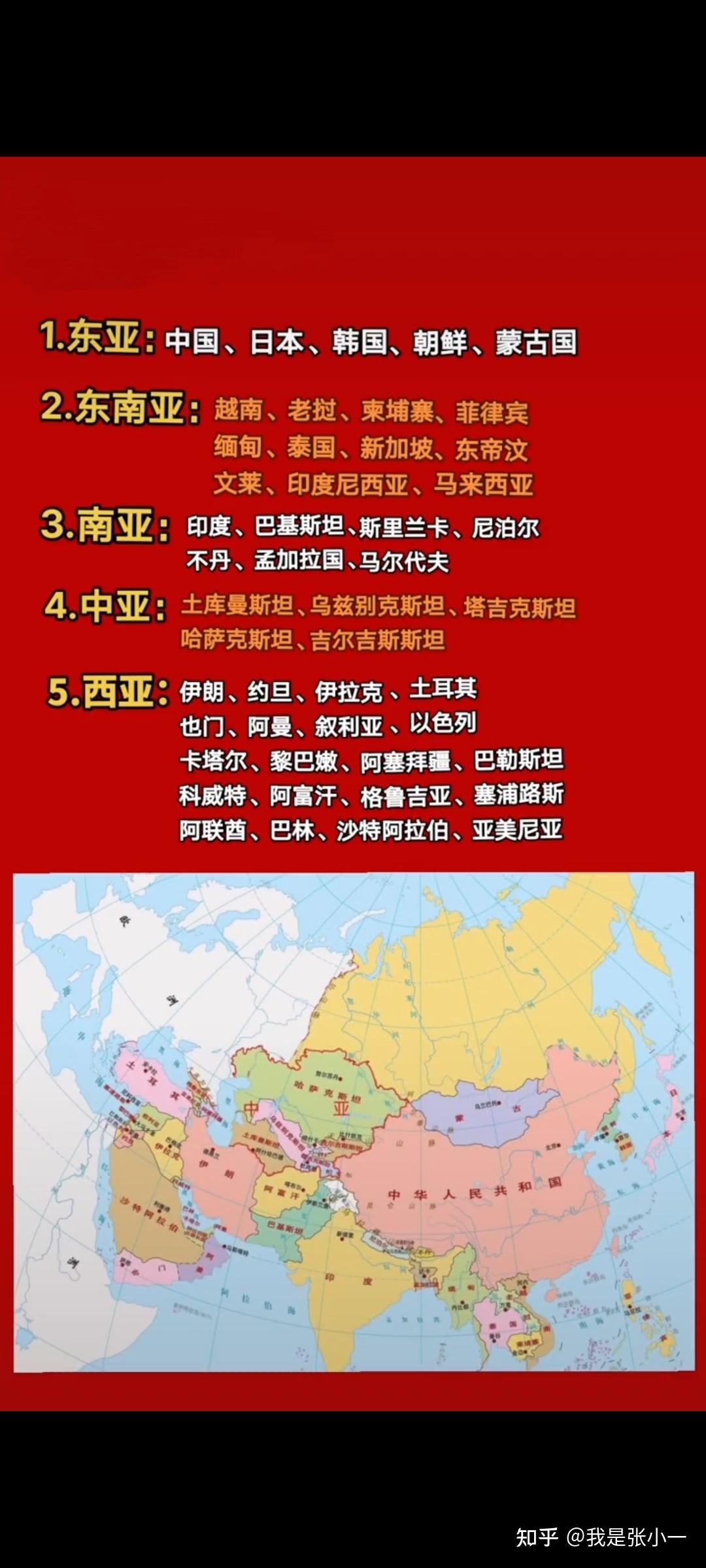 亚洲有哪些国家组成图片