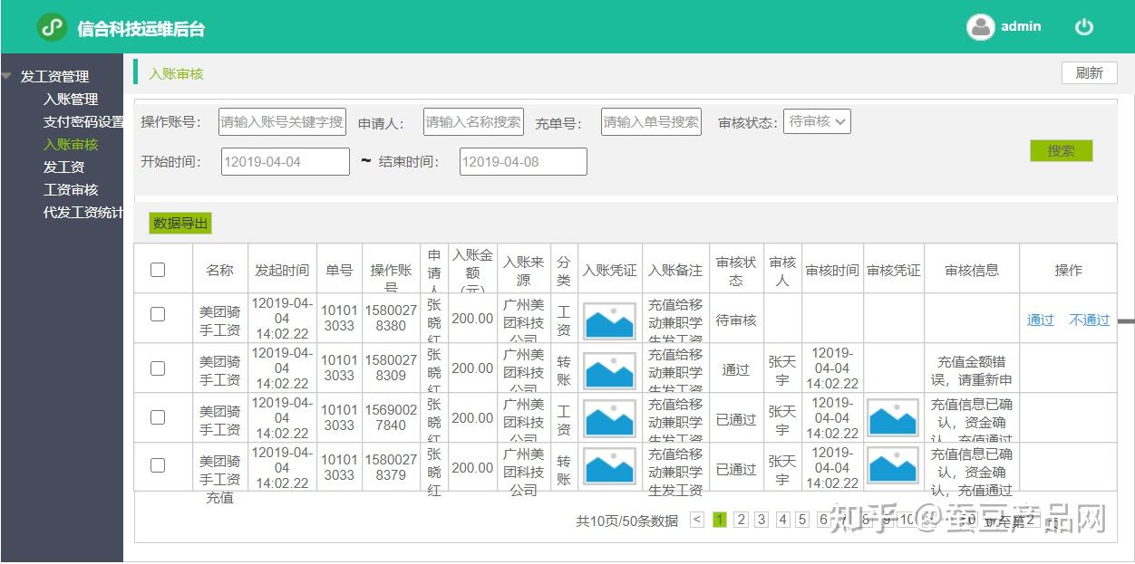 公司发工资财务流水管理后台原型