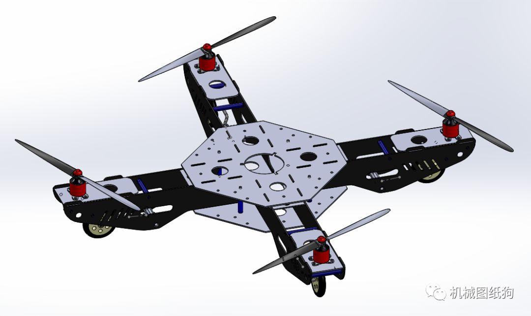 飛行模型四輪四軸飛行器框架3d圖紙solidworks設計