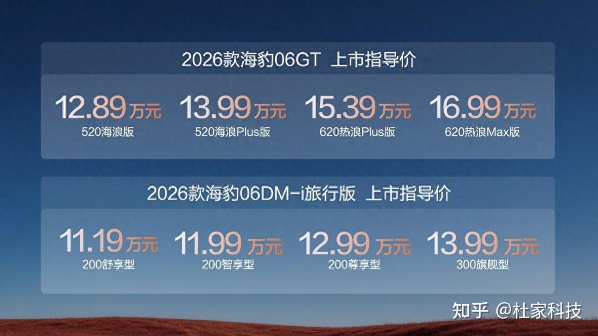 12.89-16.99万元,比亚迪2026款海豹06GT焕新上市!
