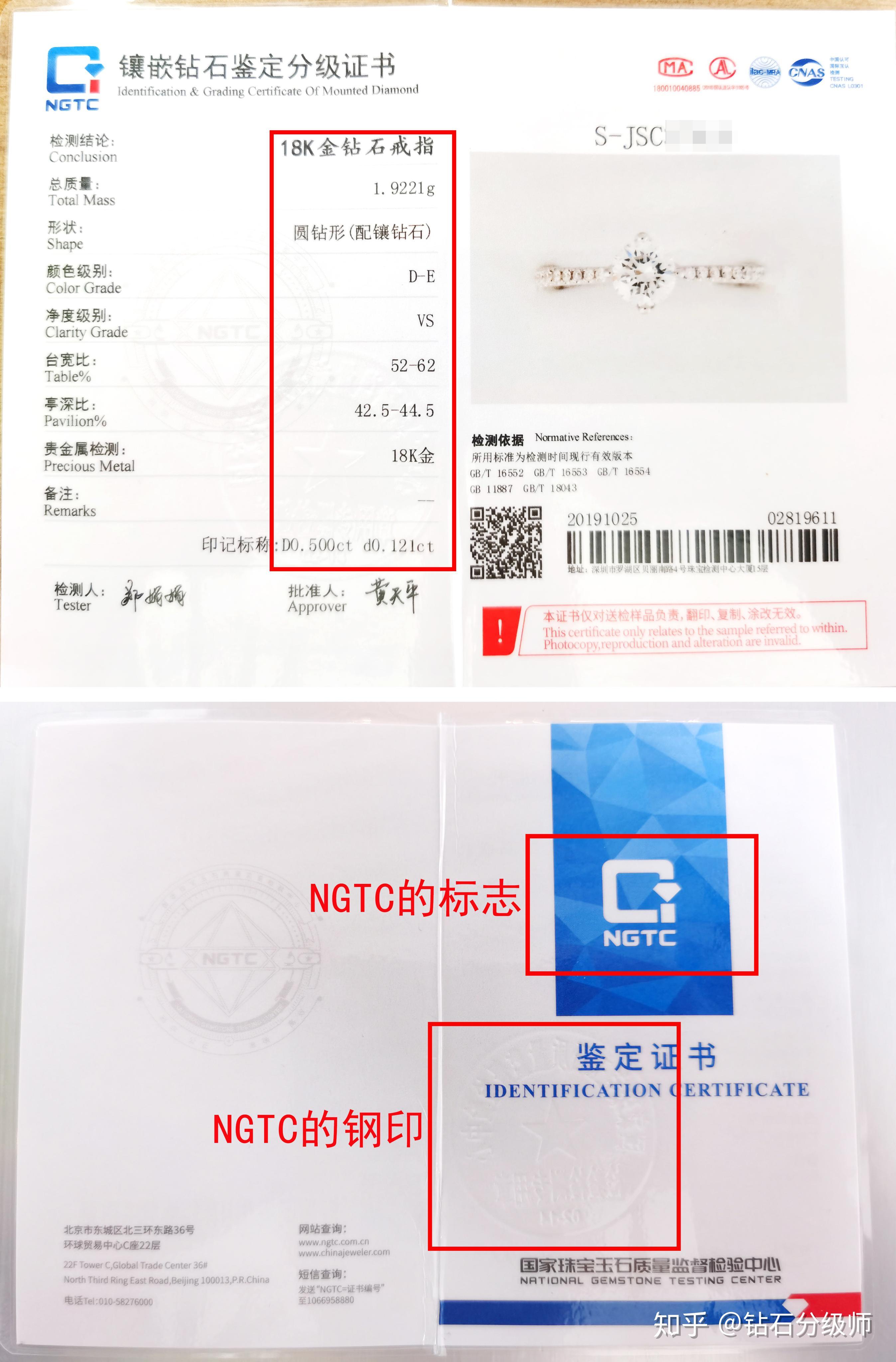 证书当然是ngtc,ngtc对gia钻石进行第二次复检,有效预防了假钻和劣质