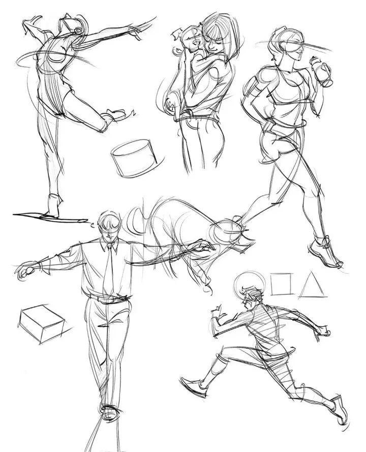 建议收藏哦~通过5分钟速写的训练,可以了解人体的形体,结构,用简单