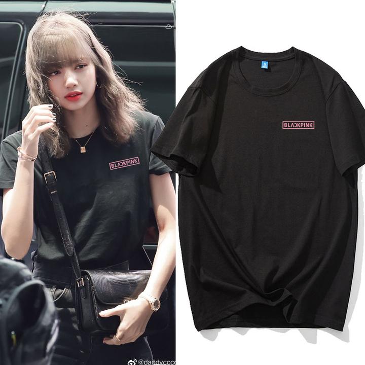 青春有你2lisa同款blackpink金智妮jennie短袖t恤女粉