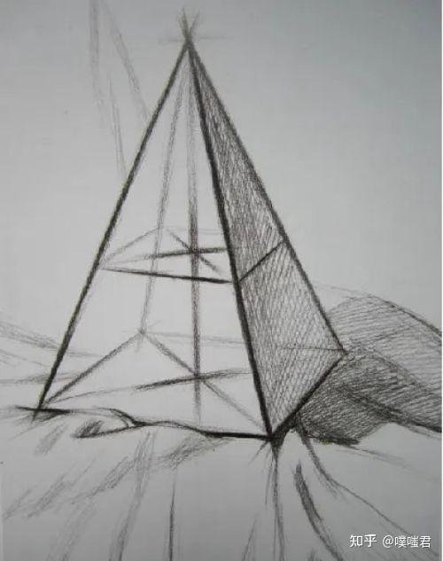 素描石膏几何形体基础教程 四棱锥体的素描画法