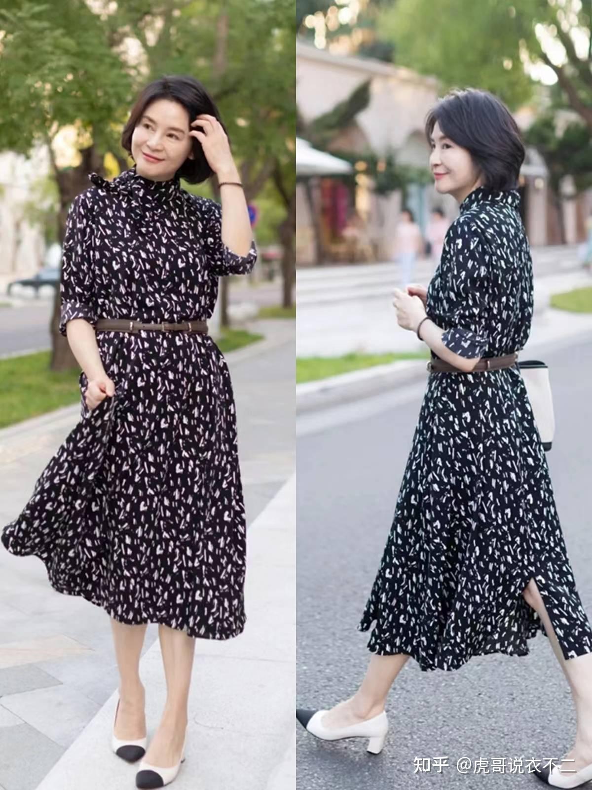 60岁左右的女人穿连衣裙怎么搭鞋子更优雅看潮人示范就知道了