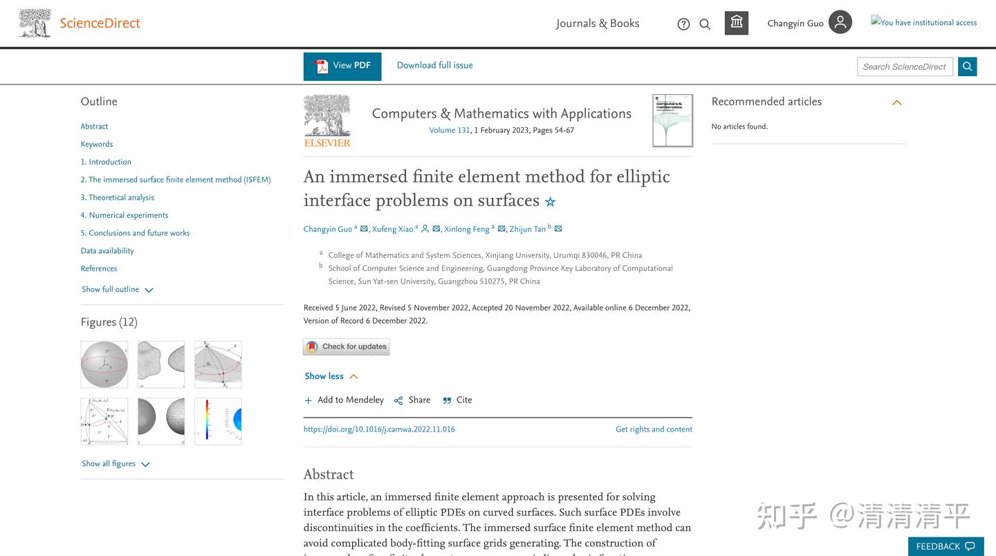 最新论文“An immersed ﬁnite element method for elliptic interface problems ...