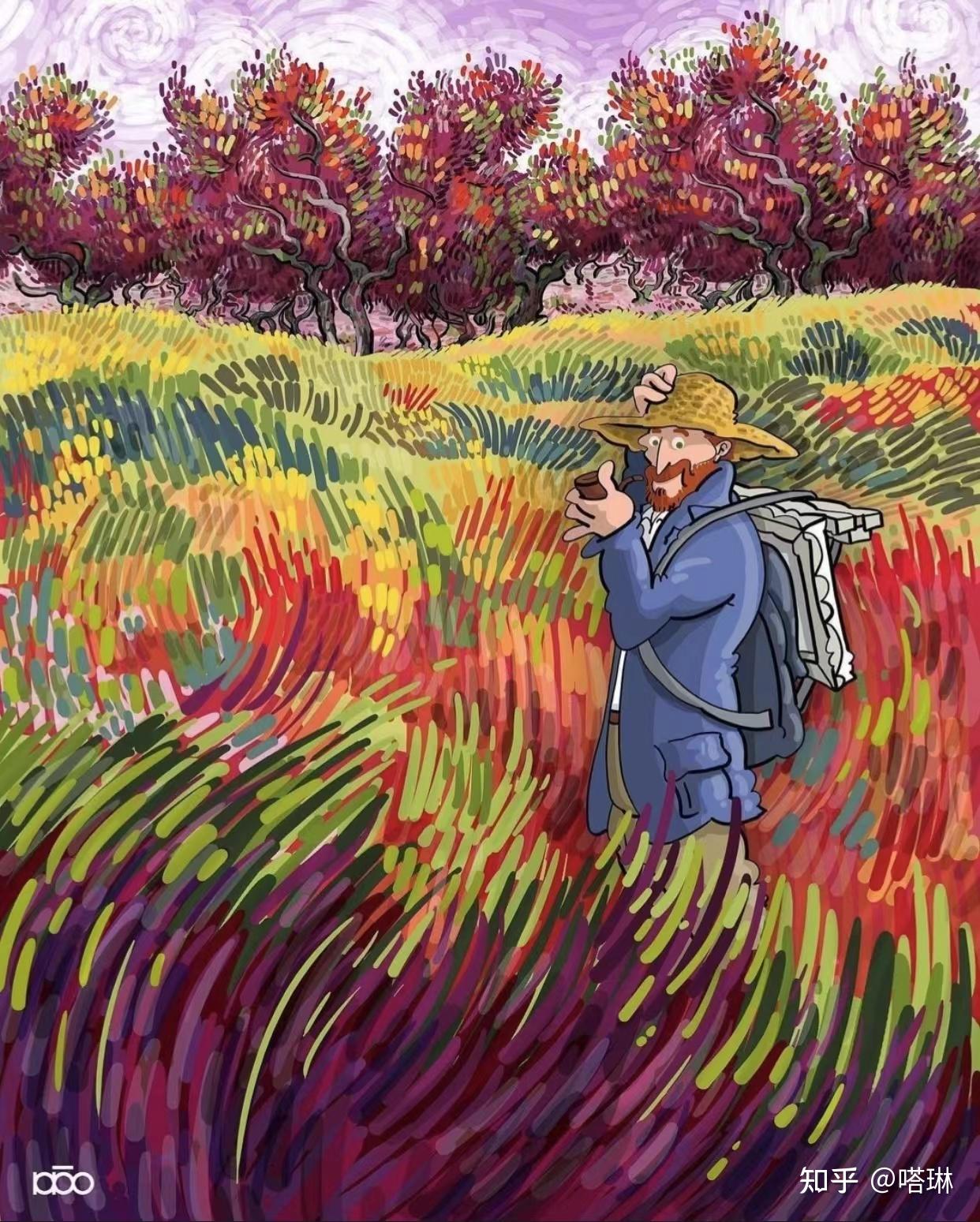 了几分悠闲和奇奇怪怪的可爱～画风沿用了梵高后期的后印象派绘画风格