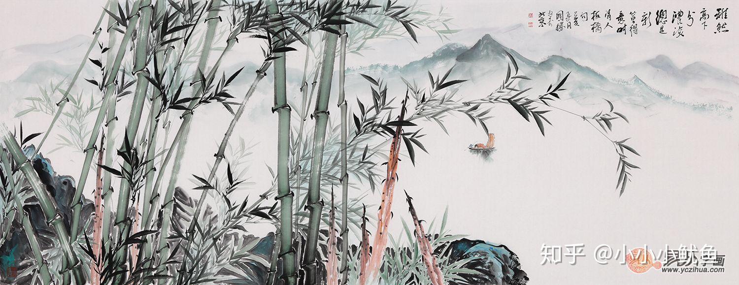 竹报平安 李国胜山水画竹石作品《安平祥和图》在我国竹子山水画发展