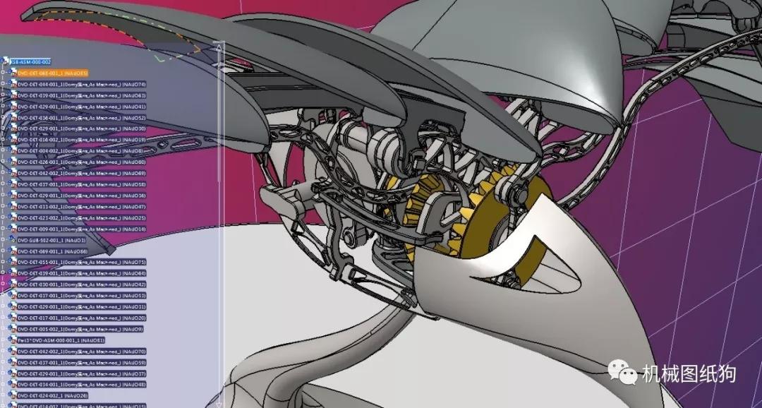 飞行模型仿生鸟扑翼结构摆件3d图纸step格式