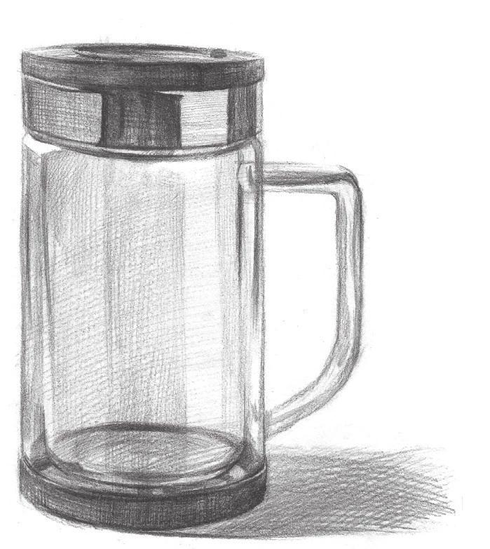 素描入门 玻璃质感水杯画法步骤讲解 