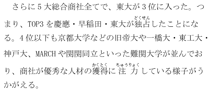 日语新闻日本五大综合商社采用大学排名公开