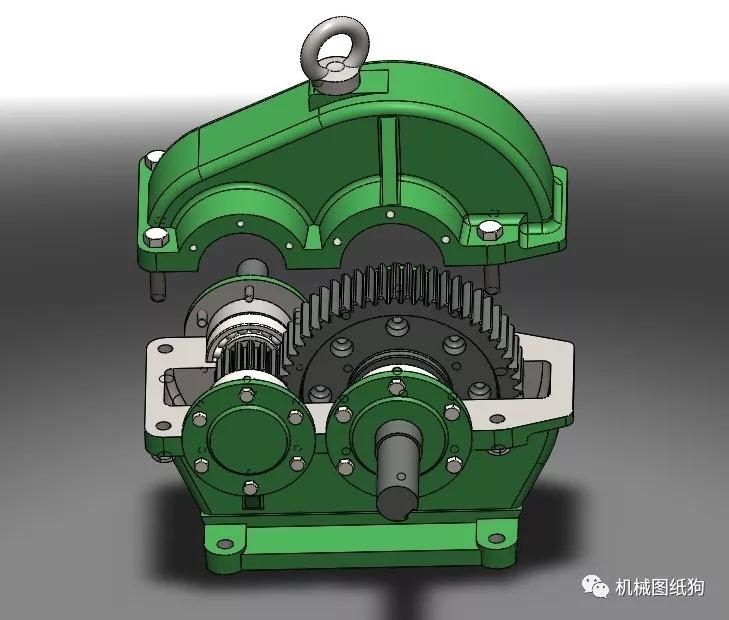 差減變速器speedreducer直齒輪一級減速器3d圖紙solidworks設計