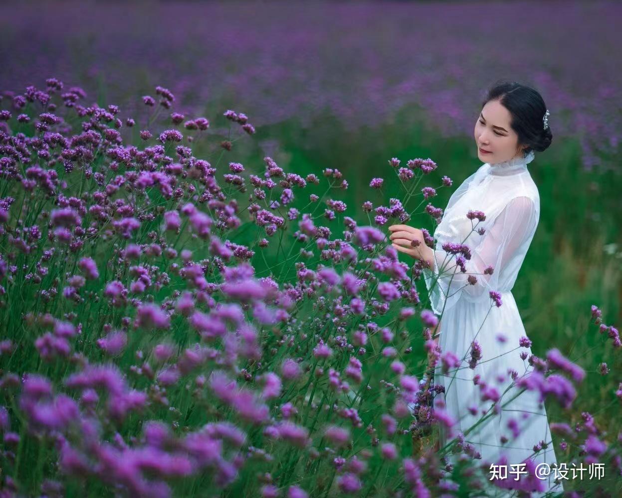 說到花海拍照最自然的姿勢,肯定少不了賞花這一動作,忘掉鏡頭所在