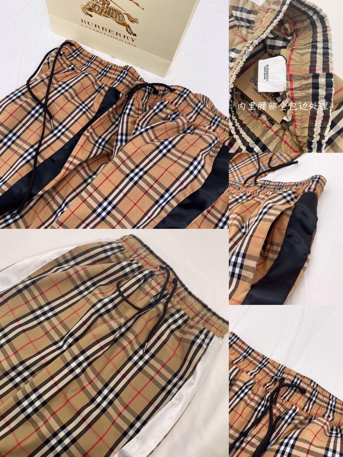 bbr巴宝莉经典格子侧边织带长裤