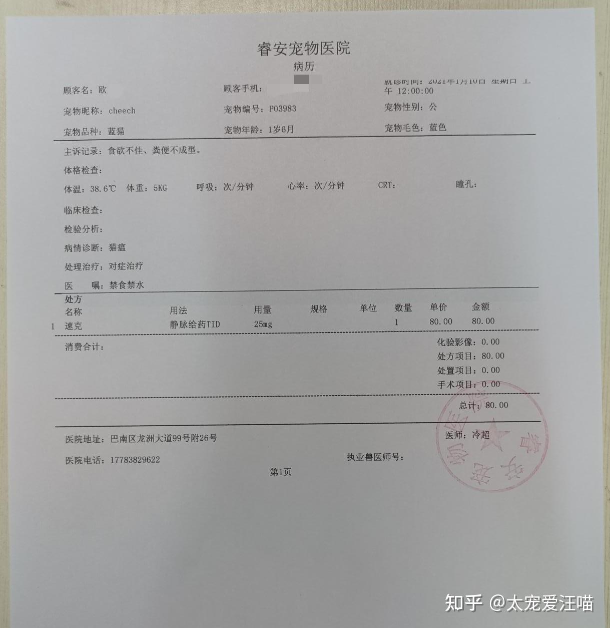 猫瘟 丨 太宠爱理赔案例 重庆巴南区睿安宠物医院