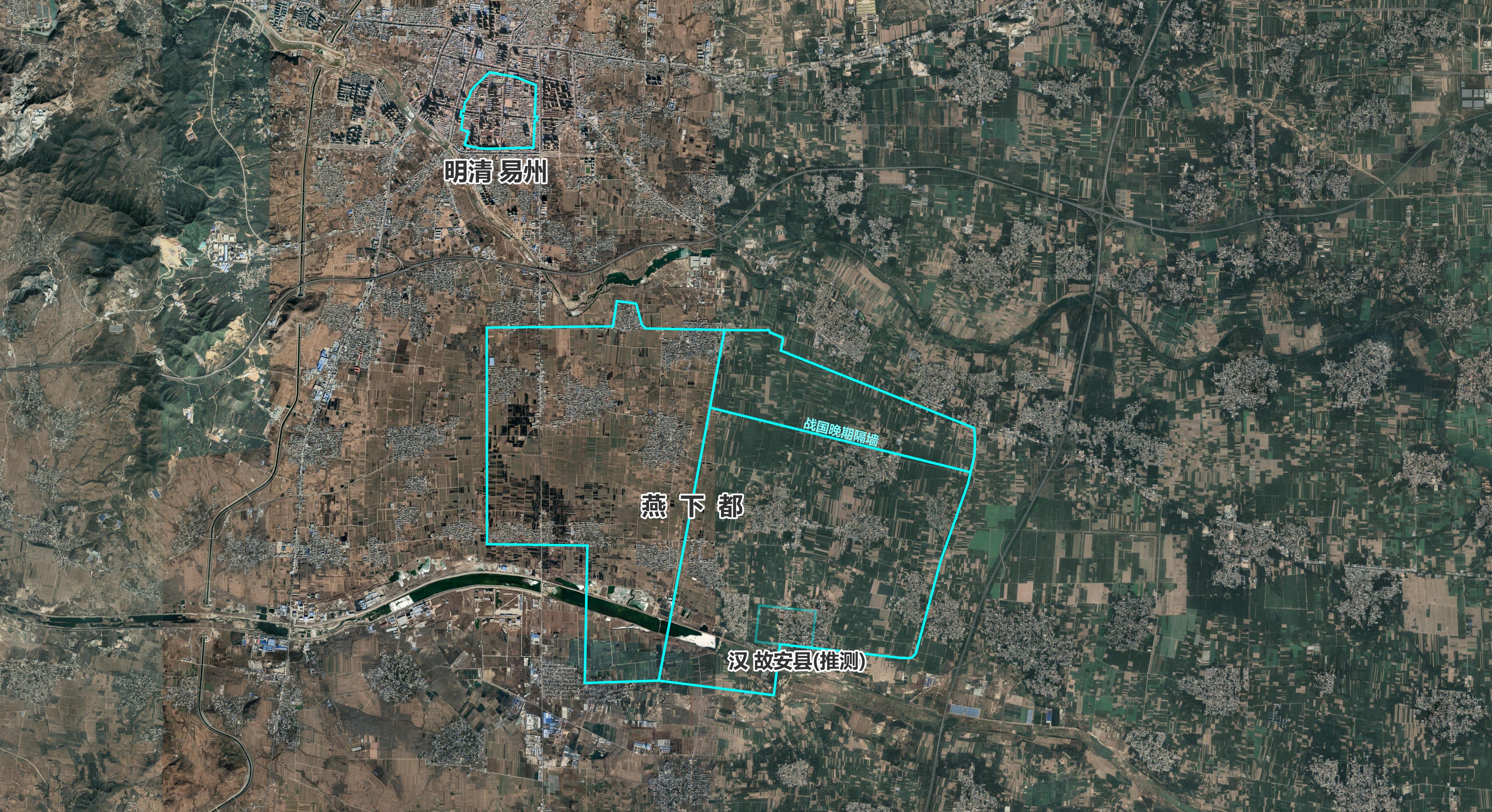 位于今易县驻地易州镇(39.348°n, 115.495°e),面积1.6平方公里.
