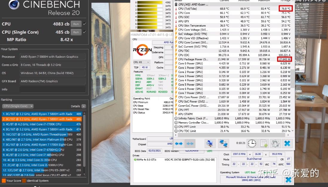 r7处理器,在使用cinebench r20测试的时候,cpu可以跑到28w(最高也有