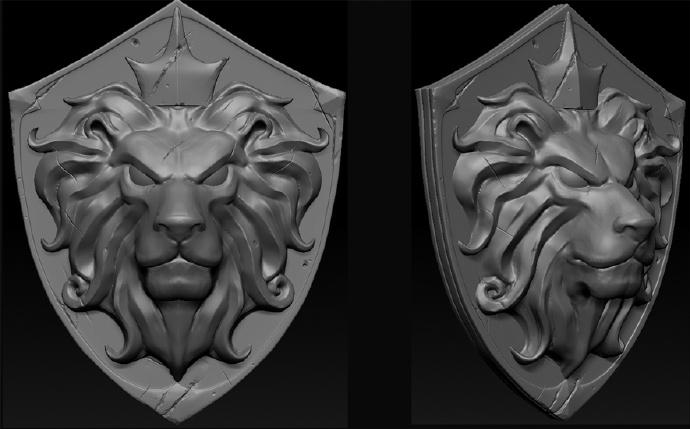 兽头是出现在角色盔甲,各种盾牌,城门拉手等位置的常见装饰,这块狮头