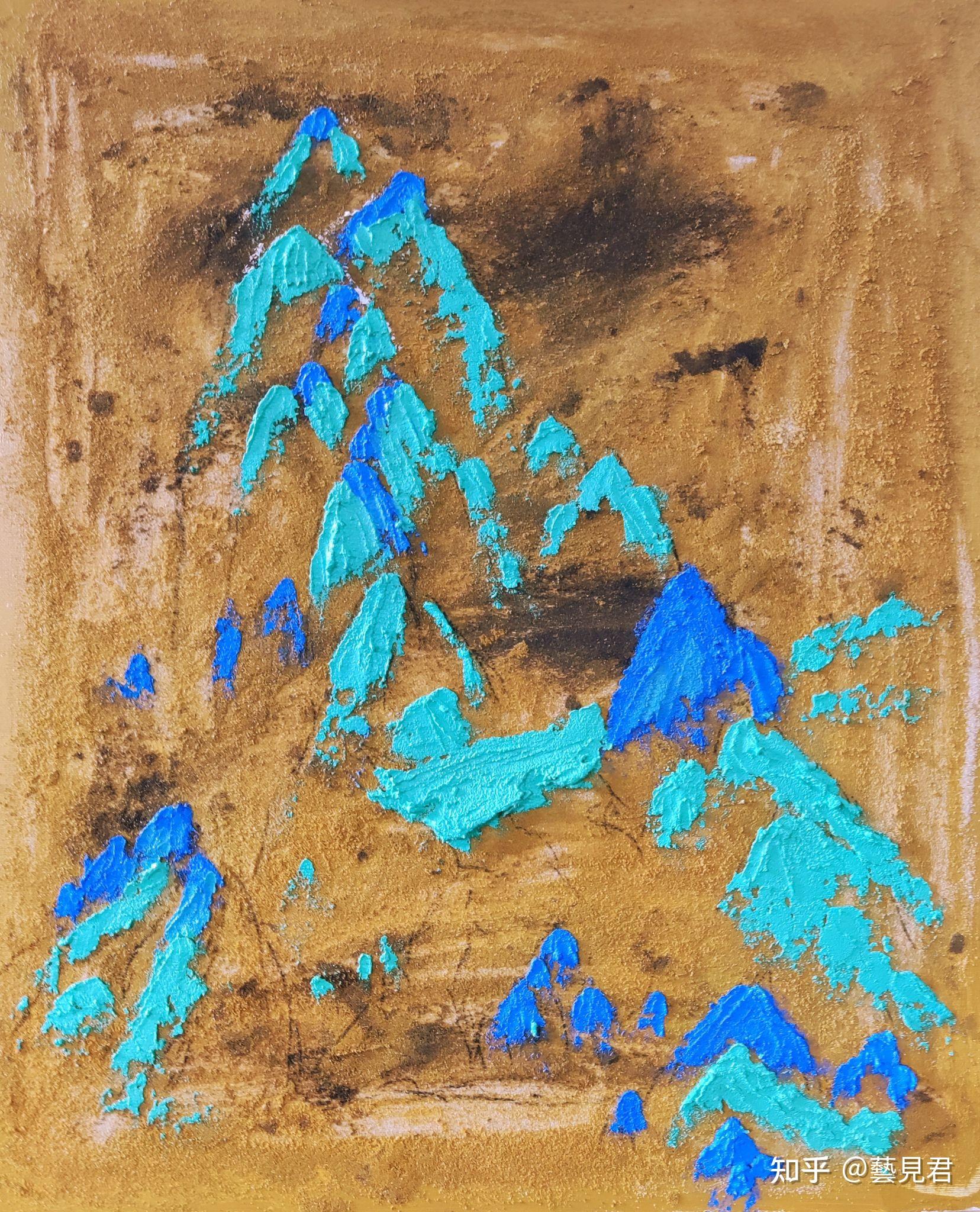 青绿山水肌理画