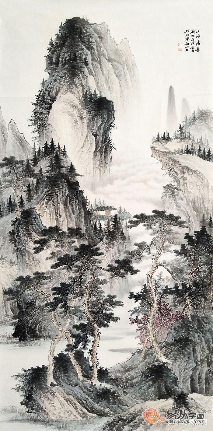 李佩錦山水畫作品欣賞二:水墨雅緻,高山祥雲更寧靜!