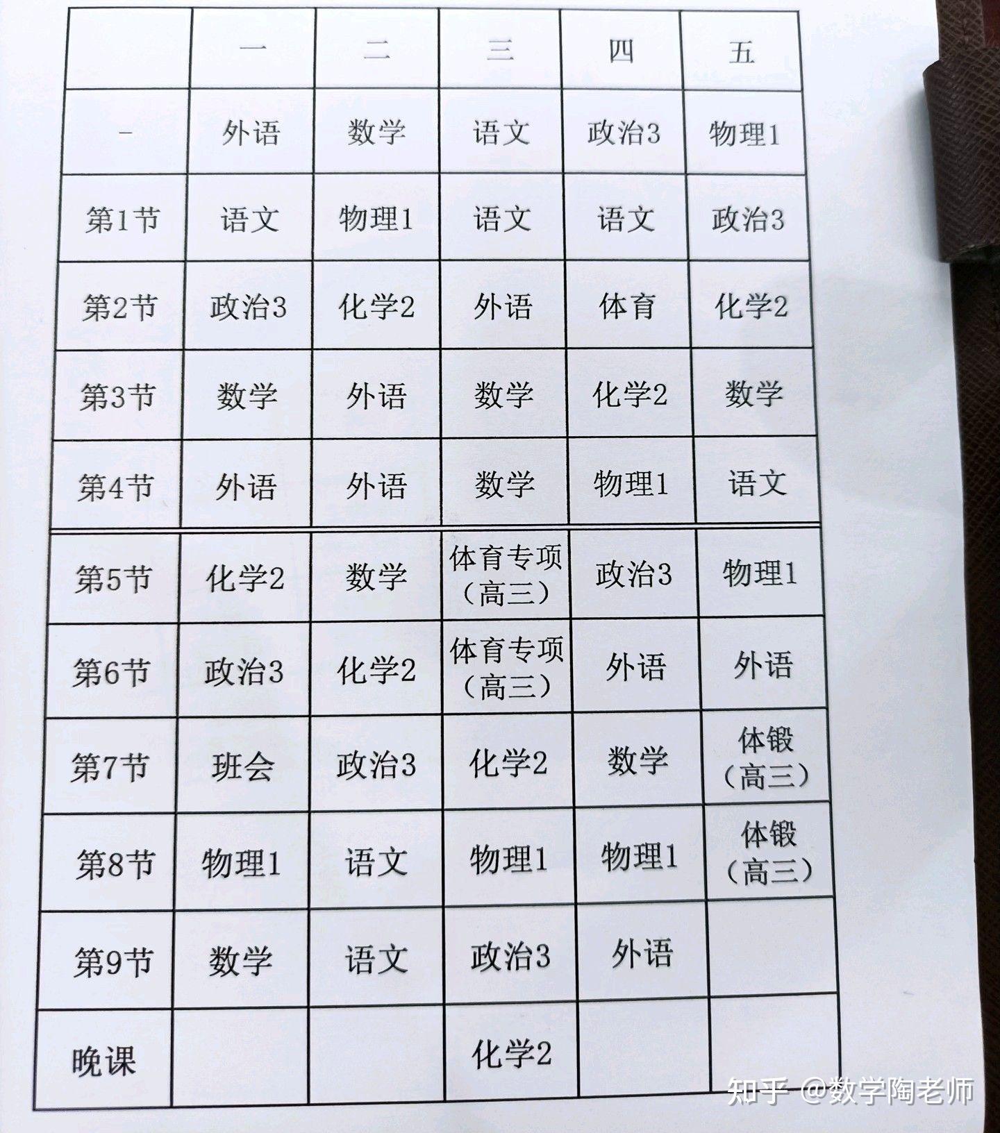 上海高三的课表 - 知乎