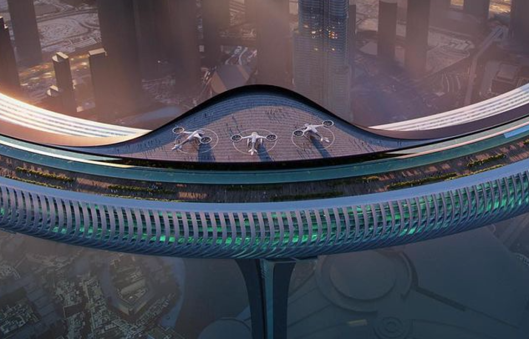 迪拜市中心悬浮空中的环形城市 