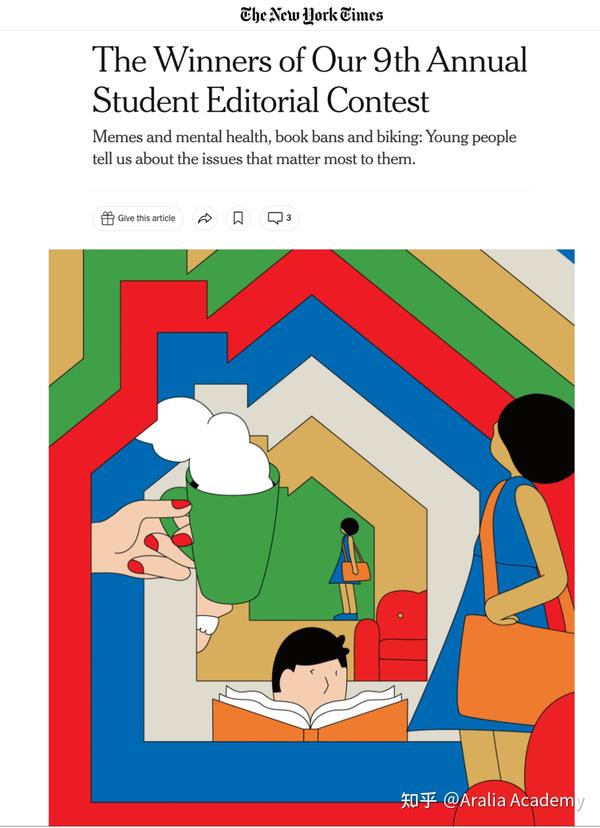 喜讯！恭喜3位Aralia学子拿下2022年纽约时报社论写作竞赛奖项！获奖率仅0.49！ 知乎