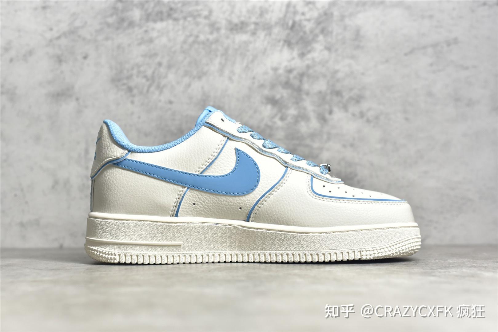 耐克反光夜魔侠nikeairforce1low米白蓝低帮空军一号运动鞋