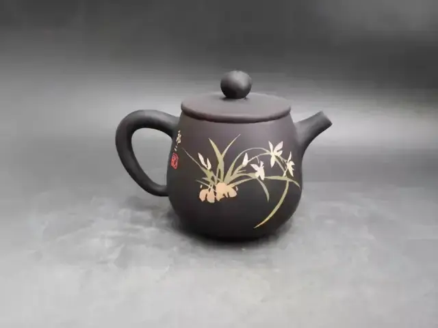 ◇☆千古窯 染付 四君子花丸文 水指 杓立 建水 蓋