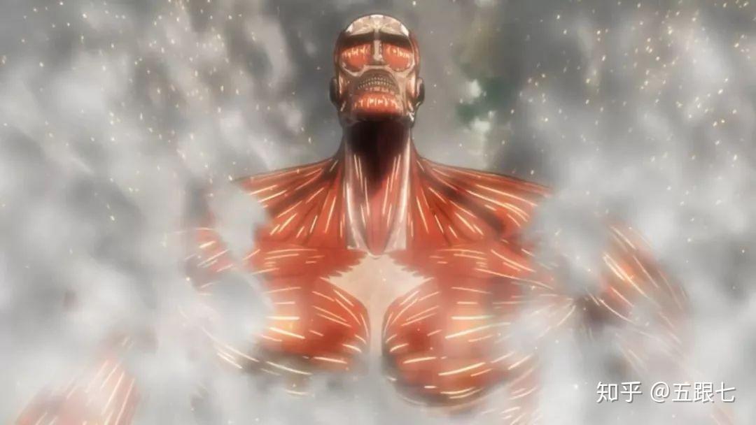 火焰巨剑投向天空,世界在一片火海中毁灭,然后这才有了"艾伦被塞在了