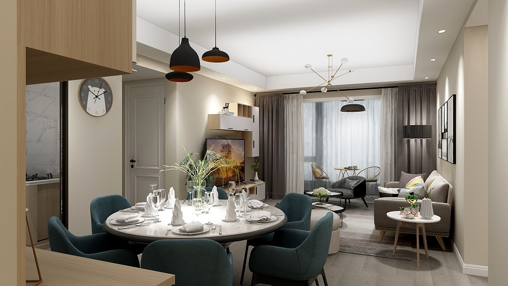 123㎡的三室两厅简约而不简单的温馨舒适家